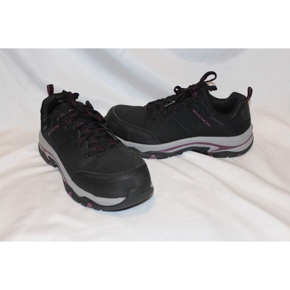 SKETCHERS WOMEN'S WORK TREGO BLACK PURPLE SNEAKERS NIB SZ 8.5 - Picture 3 of 7